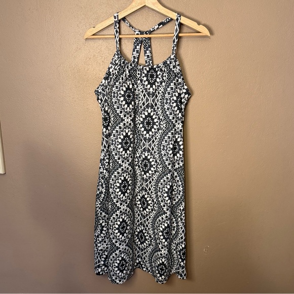 prAna Cali Dress Black & White Kaleidoscope Geometric Print Size XL Racerback - Picture 4 of 16